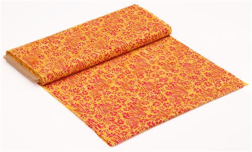 yellow orange batik hot pink flower fabric by Timeless Treasures  3