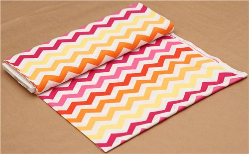 yellow-orange-pink zig zag stripes Michael Miller fabric 3
