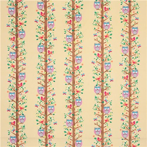 yellow owl tree fabric Owlery Michael Miller USA 2