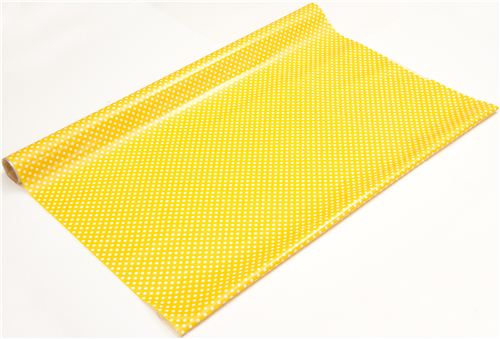 yellow polka dot laminate fabric by Cosmo from Japan 3