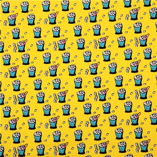yellow sugar cube cup food Twill  fabric from Japan 4