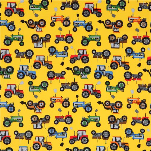 yellow tractor fabric Timeless Treasures from the USA 2