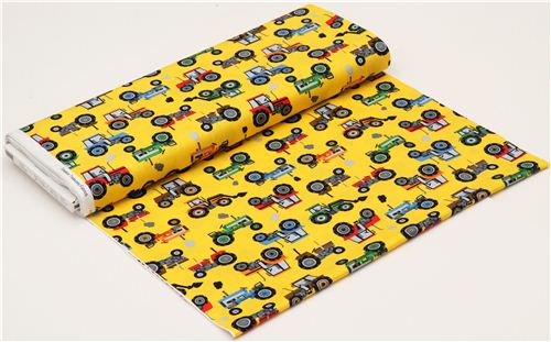 yellow tractor fabric Timeless Treasures from the USA 3