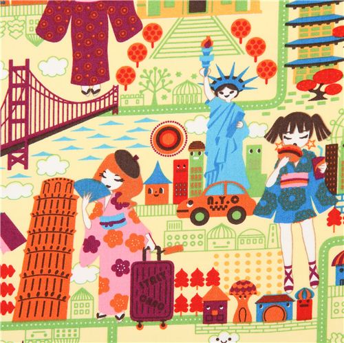 yellow travel anime Asia fabric Trans-Pacific Textiles USA 1