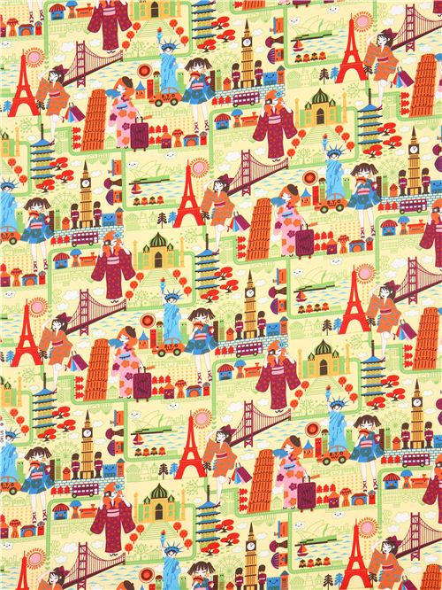 yellow travel anime Asia fabric Trans-Pacific Textiles USA 2