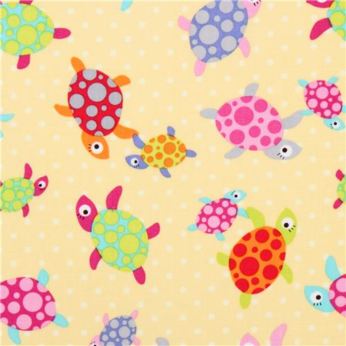 yellow turtle sea animal fabric by Timeless Treasures Fabric by ...