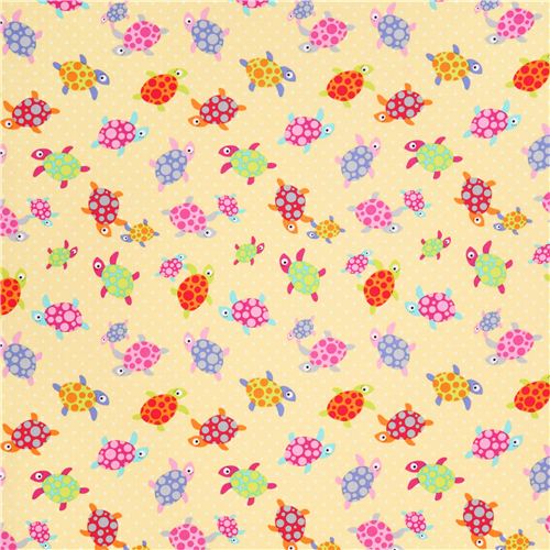 Yellow Turtle Sea Animal Fabric By Timeless Treasures Fabric By 