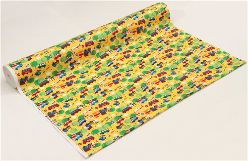 yellow vehicle oxford fabric for boys by Kokka from Japan 3