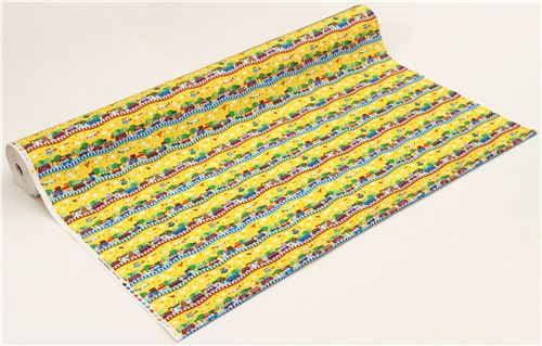 yellow vehicle stripe oxford fabric for boys Kokka Japan 3