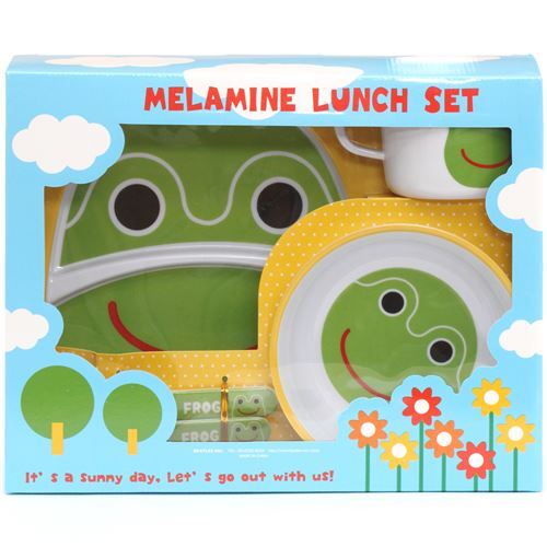 yellow white Lunch set Dinner set with frog from Japan 3