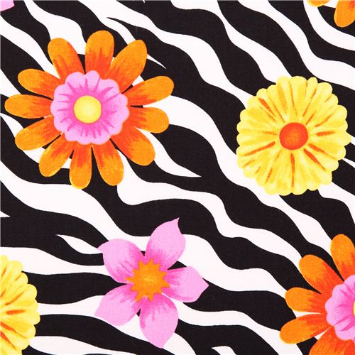 zebra pattern flower fabric Wild Flowers Quilting Treasures - modeS4u