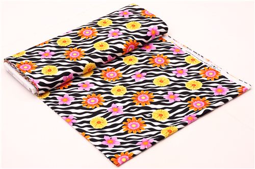 zebra pattern fabric Canvas Wild Flowers Treasures 3