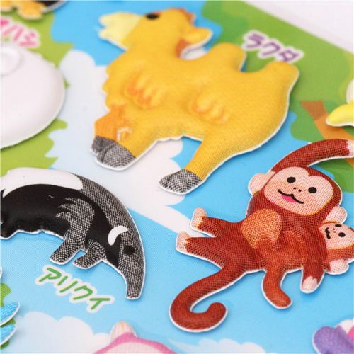 zoo animals cage sponge stickers and sticker book from Japan modeS4u