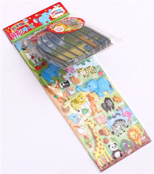 zoo animals cage sponge stickers and sticker book from Japan modeS4u